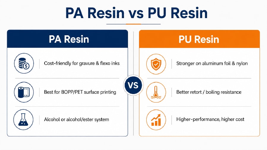 iSuoChem PA resin vs PU resin comparison for inks and coatings